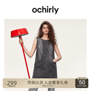 歐時(shí)力OCHIRLY 直筒無袖牛仔連衣裙短款寬松復(fù)古顯瘦2025春季新品 黑灰 L