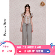 香蕉寶貝（BANANA BABY）2025年夏季新款休閑運動風(fēng)直筒褲女撞色抽繩針織長褲D252KZ497 灰色 L
