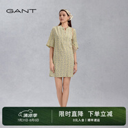 GANT/甘特2024年新款女士中長款裙子休閑寬松字母印花五分袖連衣裙 726黃色 L (38)