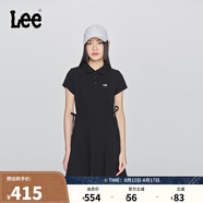 Lee25新品修身版翻領(lǐng)黑色女短袖polo連衣裙顯瘦休閑LWT009861205