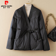 皮爾卡丹（pierre cardin）韓版中式V領(lǐng)盤(pán)扣夾襖棉衣女冬季輕薄棉國風(fēng)短款棉服外套 黑色 L 【115-130斤】