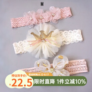 Auro Mesa寶寶頭花嬰兒發(fā)帶花朵皇冠公主發(fā)飾兒童配飾禮盒滿月百天周歲生日 M款