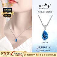 楊氏六喜天然藍(lán)托帕寶石 海洋之心項(xiàng)鏈時(shí)尚新款 情人節(jié)生日禮物送女友老婆 3克拉千禧托帕石項(xiàng)鏈-升級(jí)款