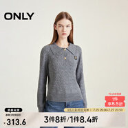 ONLY秋冬含羊毛學(xué)院風(fēng)套頭翻領(lǐng)寬松針織衫女|124313028 G51 中花紗灰 M (165) 84A