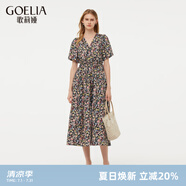 歌莉婭女裝連衣裙夏季新品歐若風(fēng)碎花田園風(fēng)情氣質(zhì)印花裙子1E4R4K180 0CD彩色黑底繁花印花 L