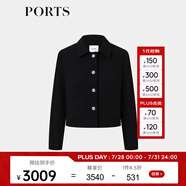 PORTS寶姿商場(chǎng)同款早春新品女裝黑色短款箱型夾克SP8J002RWW059 黑色 M (6)