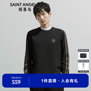 報喜鳥長袖T恤男裝秋季男士時尚生活休閑長袖圓領(lǐng)T恤百搭質(zhì)感薄款上衣男 黑沙色 46(170/92)