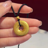 胖東來(lái)品質(zhì)金包銀平安扣吊墜古法圓圈鏤空項(xiàng)鏈掛墜鎖骨鏈毛衣鏈 心經(jīng)款平安扣(包金0.2g)送繩子    約20g