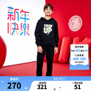 NIKE 3BRAND 耐克男女童純棉毛圈衛(wèi)衣褲子套裝2025秋季兒童休閑套裝 正黑色【純棉毛圈】 160 /80 【建議身高158-170cm】