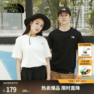 北面（The North Face）短袖T恤男女情侶款小熊寬松休閑透氣半袖 米白色 L /175