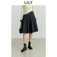 LILY2025秋新款女裝格雷系學(xué)院風(fēng)高腰通勤百褶裙A字半身裙小個(gè)子 509深灰 S