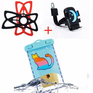 三輪車(chē)手機機支架女摩托車(chē)導航電動(dòng)車(chē)載騎行自行車(chē)通用外賣(mài)騎手 后視鏡款（藍色）+綁帶+防水袋b0