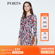 PORTS寶姿商場同款 春夏新品女裝圓領(lǐng)花色印花修身連衣裙LN8D223HPP028 黑色印花 L (8)