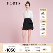 PORTS寶姿商場(chǎng)同款春季新品女裝半身裙短裙SD8S010PFQ070 黑色 S (4)