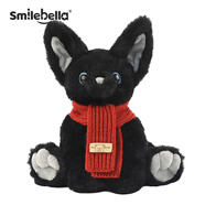 SMILE BELLA英國黑貓玩偶貓咪毛絨玩具娃娃抱枕德文貓公仔小貓玩偶生日禮物女 黑貓+紅色圍巾【袋裝】 站高28cm