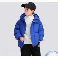 巴布豆（BOBDOG）童裝兒童服男童冬季三防面包服女童2024新款男孩冬裝保暖外套 藍(lán)色 140 cm(建議身高130-140cm)