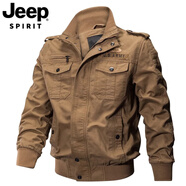 JEEP SPIRIT德國軍迷空軍一號薄款夾克男加大碼寬松純棉外套歐美軍迷工裝上衣 卡其色（9931/薄*款） M