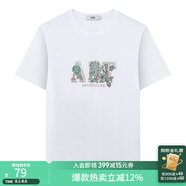 萊克斯頓（laxdn）男士印花短袖T恤男士上班通勤休閑短袖T恤 本白 46/S(165/90)