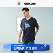HLA海瀾之家T恤男23新POWER YOUNG短袖夏季 藏青花紋EL 165/84A