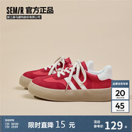 Semir女鞋德訓(xùn)鞋女春夏透氣百搭休閑運(yùn)動(dòng)鞋板鞋女SFYM233655 圣誕紅 36