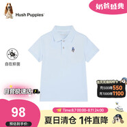 暇步士（Hush Puppies）童裝兒童男大童2024春夏新款短袖POLO衫 冰晶藍 110cm