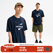 熊貓·本（ben.panda）25SS防曬速干T恤寬松印花上衣240G圓領(lǐng)運(yùn)動(dòng)透氣情侶短袖 藏青色 L
