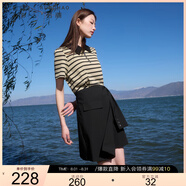 三彩大碼女裝2025夏季新款假兩件翻領連衣裙短袖學院風條紋胖MM