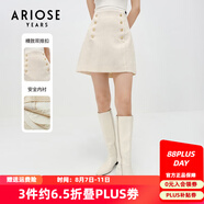 艾諾絲雅詩【商場(chǎng)同款】春秋新氣質(zhì)名媛小香風(fēng)A字半身短裙雙排扣10813528 茶米色 S