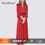 MeetMetro瑪依爾法式仙女連衣裙女2025春新款高端氣質(zhì)純欲風(fēng)裙子禮服長裙 紅色 S