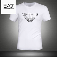 EMPORIO ARMANI EA7阿瑪尼2025夏季EA7短袖t恤男冰絲純棉休閑修身半袖印花體恤 A1935款白色 XL 建議【145-165】斤