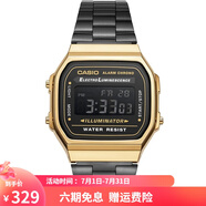 卡西歐（CASIO）手表 經(jīng)典方塊小金表時尚ins復(fù)古男表女表情侶表夜光電子表 A168WEGB-1B 36mm表盤男款