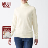 無(wú)印良品 MUJI 女式  天竺 高領(lǐng)毛衣 女款黑色長(cháng)袖針織衫秋冬毛衫BAG05A0A 米白色 S
