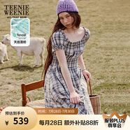 Teenie Weenie小熊連衣裙女2025年夏季新款清新田園風格紋短袖連衣裙長裙女 淺紫色 L