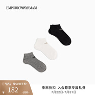 EMPORIO ARMANI/阿瑪尼官方旗艦新款男士三雙裝棉質(zhì)提花船襪套裝夏季 【三雙裝船襪】黑色/白色/灰色 L /XL