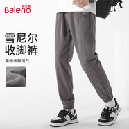 班尼路（Baleno）休閑褲男秋季雪尼爾重磅直筒男士長褲潮流日系顯瘦咖色青少年褲子