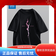 真維斯短袖t恤男春夏季青少年寬松學(xué)生休閑情侶半袖純棉體恤衫潮 黑色(h大歐姆定律) S(體重85-100斤左右) 均碼