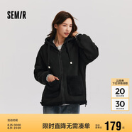 森馬（Semir）森馬外套女仿羊羔毛搖粒絨雙面穿連帽重磅夾克24新款109724108002