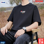 FEAE純棉冰絲短袖T恤男2025年夏季寬松透氣時(shí)尚圓領(lǐng)刺繡運(yùn)動(dòng)百搭半袖 經(jīng)典黑 【MR】 XL 【建議130-145斤】