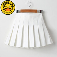 G.duck女童百褶裙半身裙2023秋冬韓版親子裝兒童季新款中大童JK短裙毛呢 白色 百褶裙 80 cm