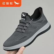 紅蜻蜓男鞋2025新款夏季男士網(wǎng)面鞋透氣輕便網(wǎng)布鞋鏤空軟底運動休閑鞋男 C0233071深灰色 39 標準皮鞋碼-如運動鞋穿41拍40