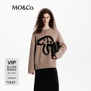MO&Co.毛衣秋無(wú)齡感含羊駝毛輕暖絨感寬松漏針MBD3SWTT05 淺花駝色 M 165