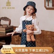 IVY HOUSE常春藤童裝女童連衣裙秋季新款 氣質(zhì)老花牛仔背帶裙時(shí)尚潮流A字裙 牛仔藍 110cm(110/56)