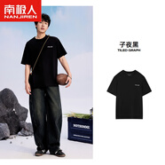 南極人（Nanjiren）T恤男2025夏季新款印花美式寬松短袖恤吸濕透氣體恤ZZ 子夜黑 M 170/92A