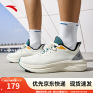 安踏一體織輕質(zhì)跑步鞋男士秋季透氣慢跑鞋休閑運動(dòng)鞋男鞋跑步鞋子男 象牙白/基礎黑/織霧綠5514-4 39 (男)