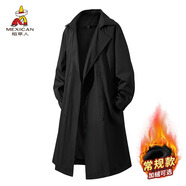 稻草人（MEXICAN）風(fēng)衣男女同款春秋青年時(shí)尚休閑寬松夾克中長(cháng)款百搭外套 黑色 M