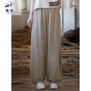 蕉京素訂女24夏女裝天絲麻扎染褲子飄逸清涼百搭居家旅行禪修女式燈籠 米(天絲扎染)