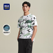 HLA海瀾之家短袖T恤男25新款吸濕排汗?jié)M身印花短袖男夏HNTBJ2J246A 米白花紋Q6 M /170推薦63~68kg