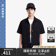 勁霸男裝日本三醋酸柔滑茄克|FJCE2128 黑色 190/3XL