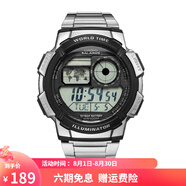 卡西歐（CASIO）男表小方塊手表 學生休閑運動鋼帶 多功能持久電力夜光防水電子表 AE-1000WD-1A