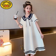G.DUCKKIDS女童裙子夏季2024新款女大童裝洋氣顯瘦學(xué)院風(fēng)海軍領(lǐng)學(xué)生連衣裙 【童裝#】白色-海軍領(lǐng) 170 【身高 約-170cm】